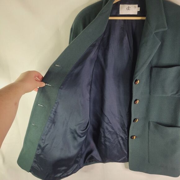 "Devonshire Cream" Dark Green Wool Felt Jacket - Picture 6 of 12